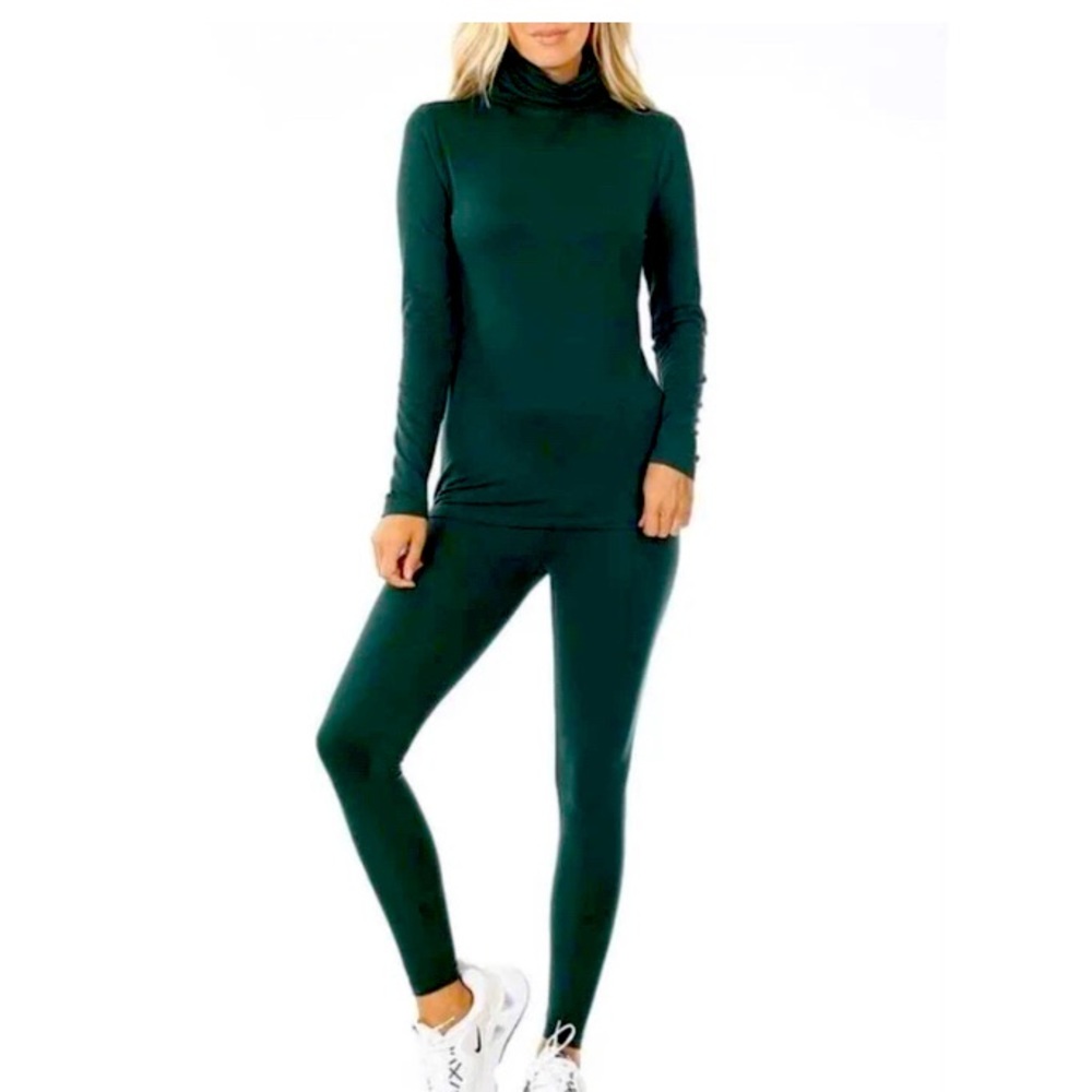 MICROFIBER MOCK NECK LEGGING SET /Hunter Green